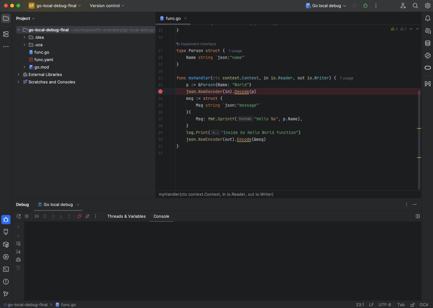 Go Debug Configuration