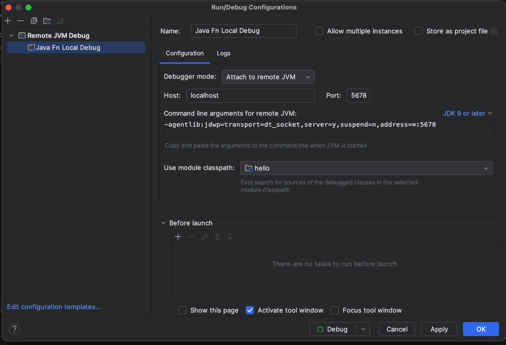 Java Debug Configuration